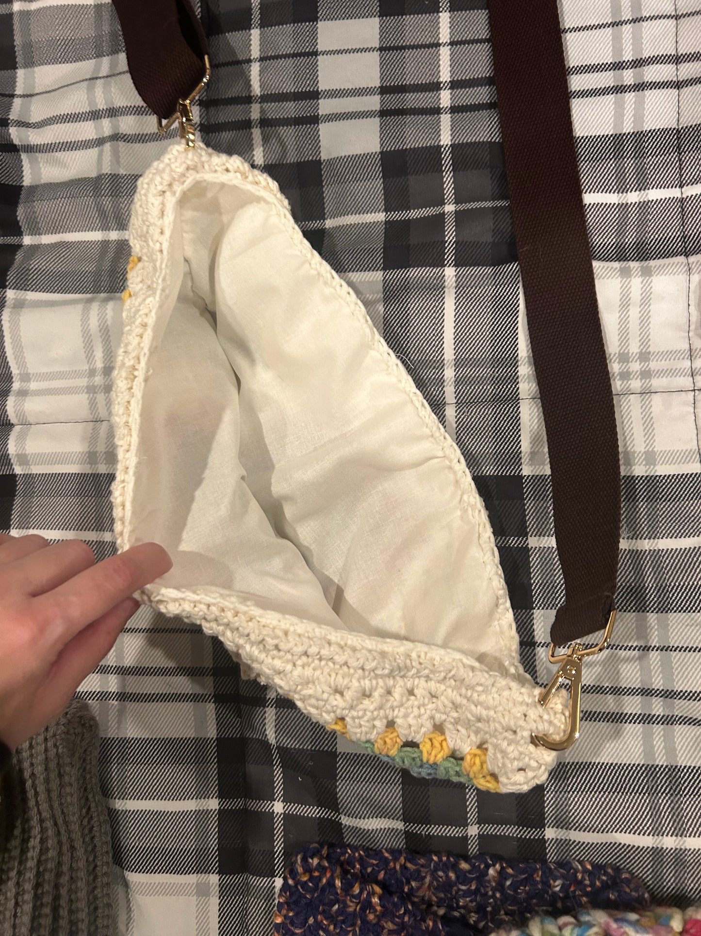 Lined granny square bum bag